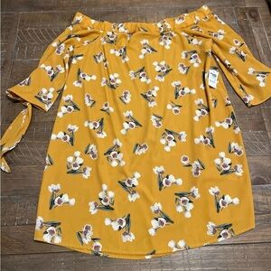 Charlotte Russe Yellow Off-Shoulder Blouse with Split Sleeves